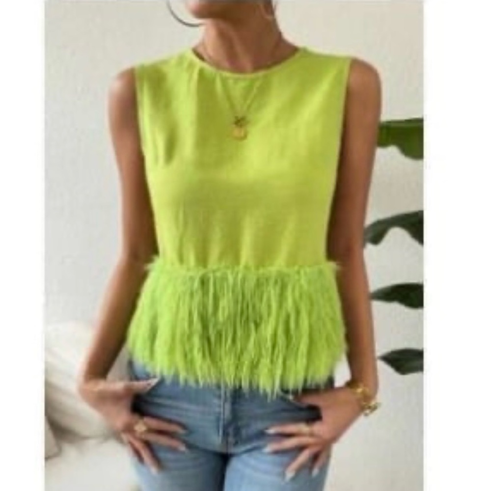 New - Women’s Green Fuzzy Tank Top